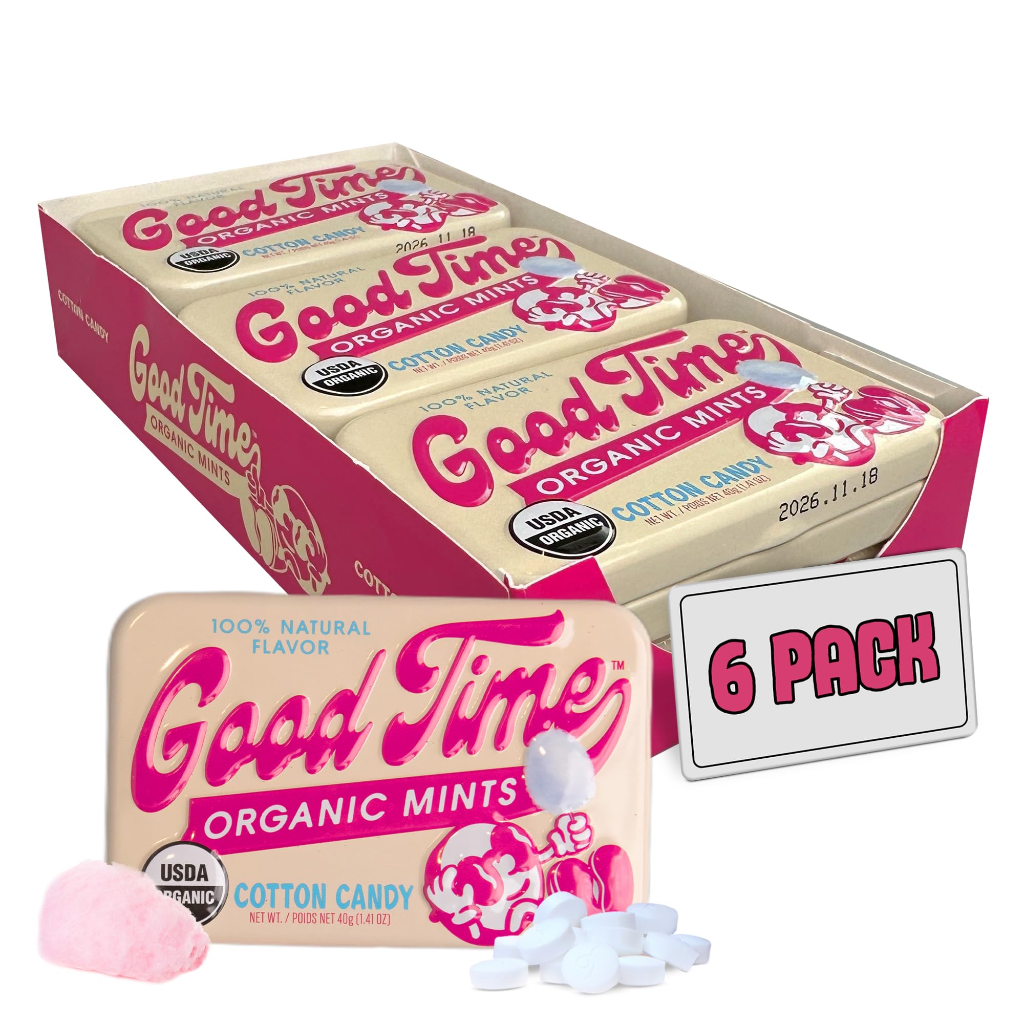 Amazon.com : Good Time Organic Mints, Cotton Candy, 40 Count Tin